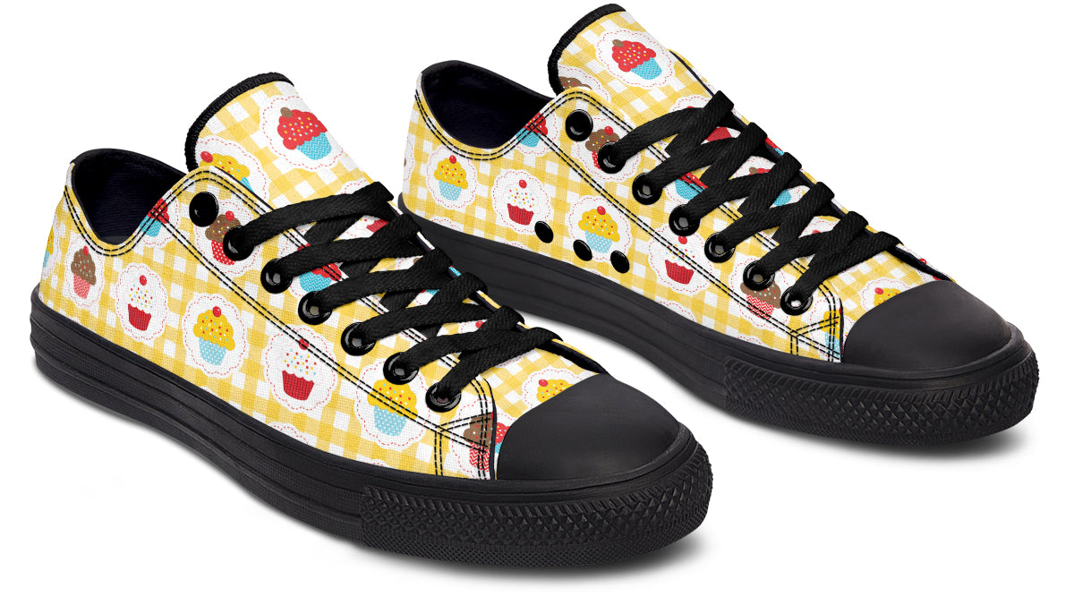 Yellow Gingham Cupcakes Low Tops