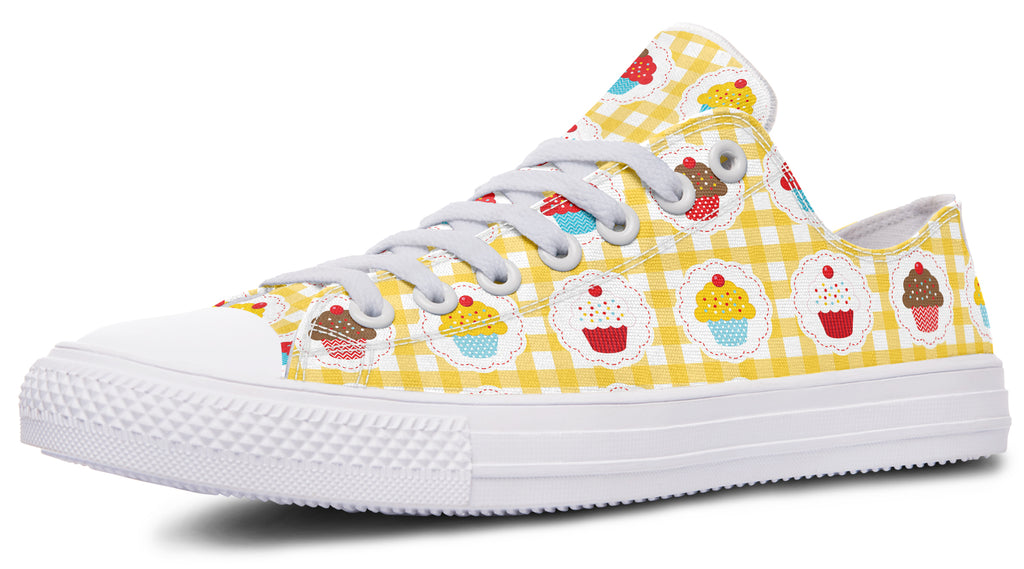Yellow Gingham Cupcakes Low Tops