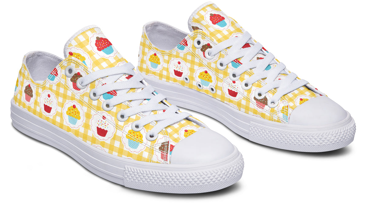 Yellow Gingham Cupcakes Low Tops