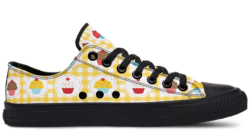 Yellow Gingham Cupcakes Low Tops