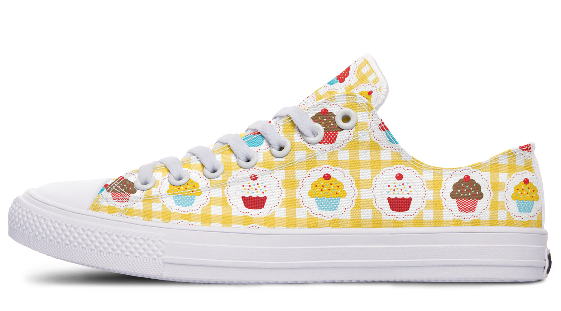 Yellow Gingham Cupcakes Low Tops