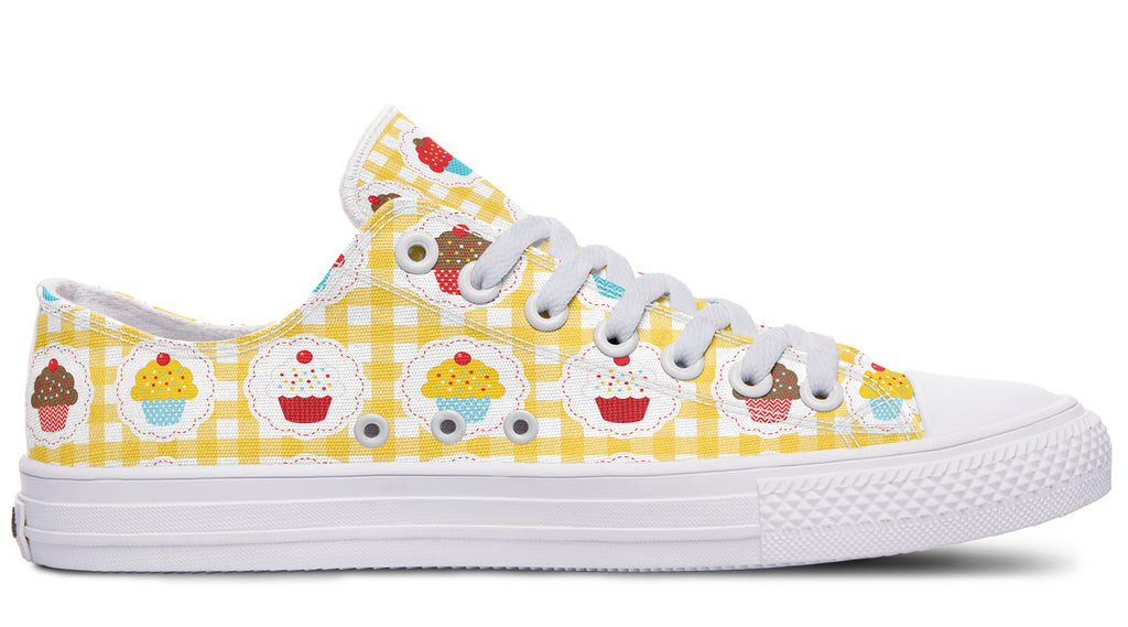 Yellow Gingham Cupcakes Low Tops