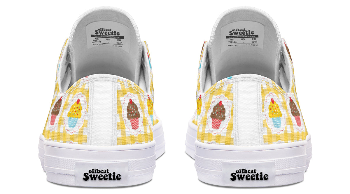 Yellow Gingham Cupcakes Low Tops