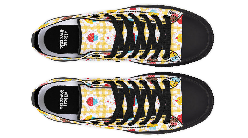 Yellow Gingham Cupcakes Low Tops