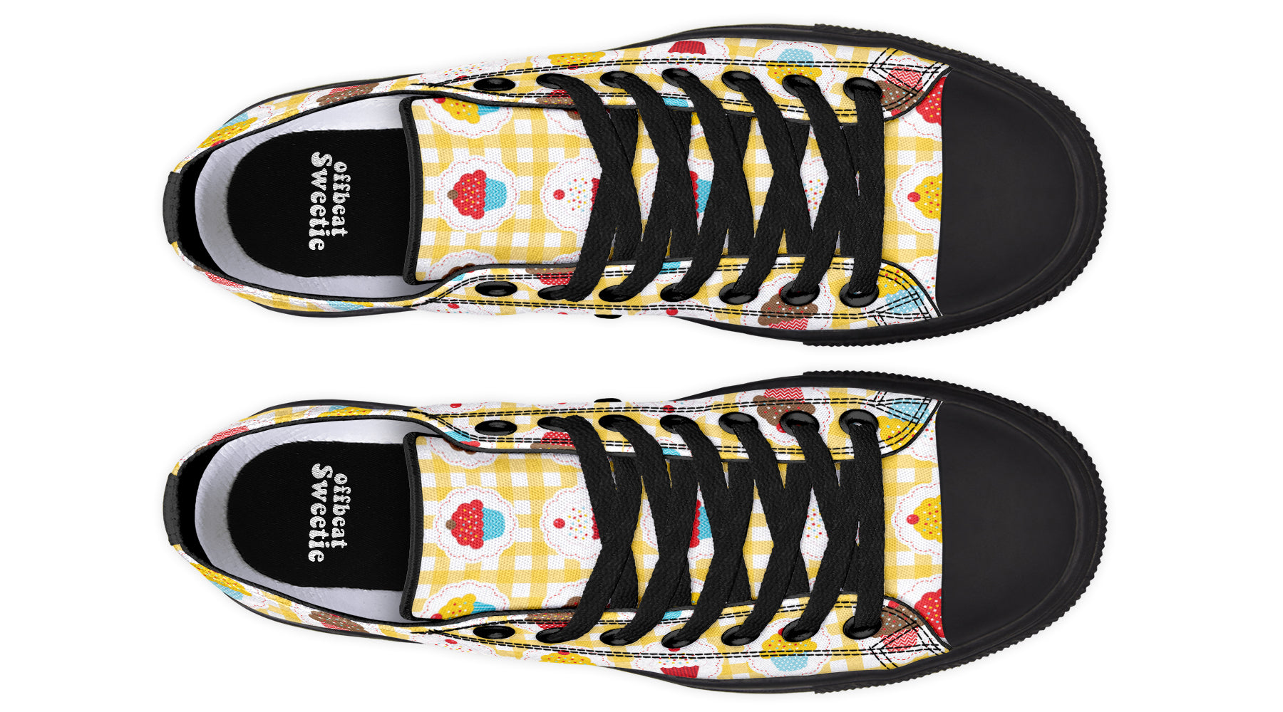 Yellow Gingham Cupcakes Low Tops