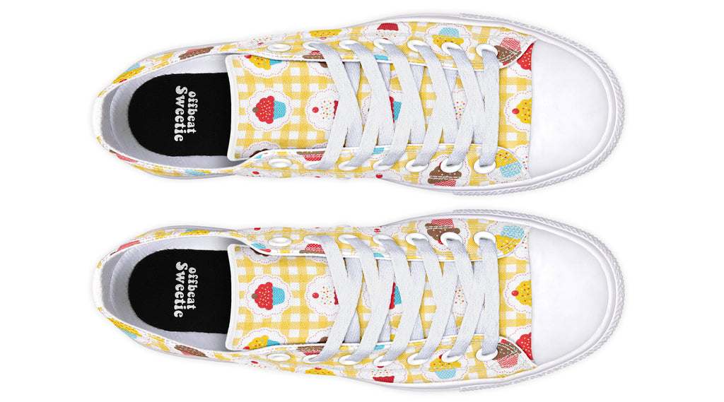 Yellow Gingham Cupcakes Low Tops