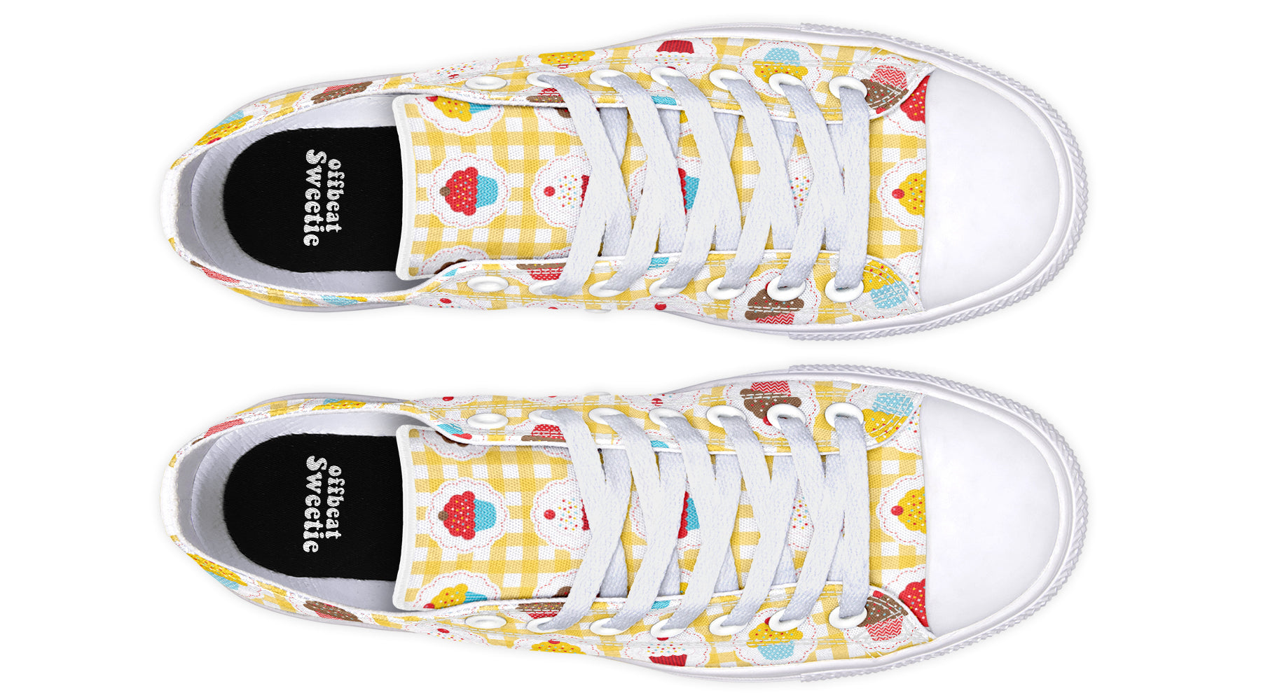 Yellow Gingham Cupcakes Low Tops
