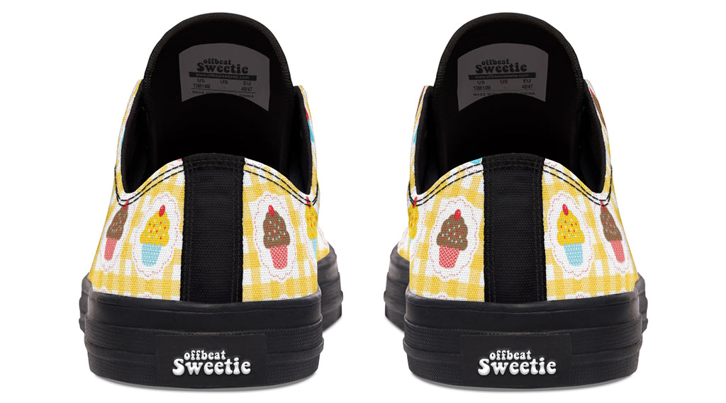 Yellow Gingham Cupcakes Low Tops (Wide)