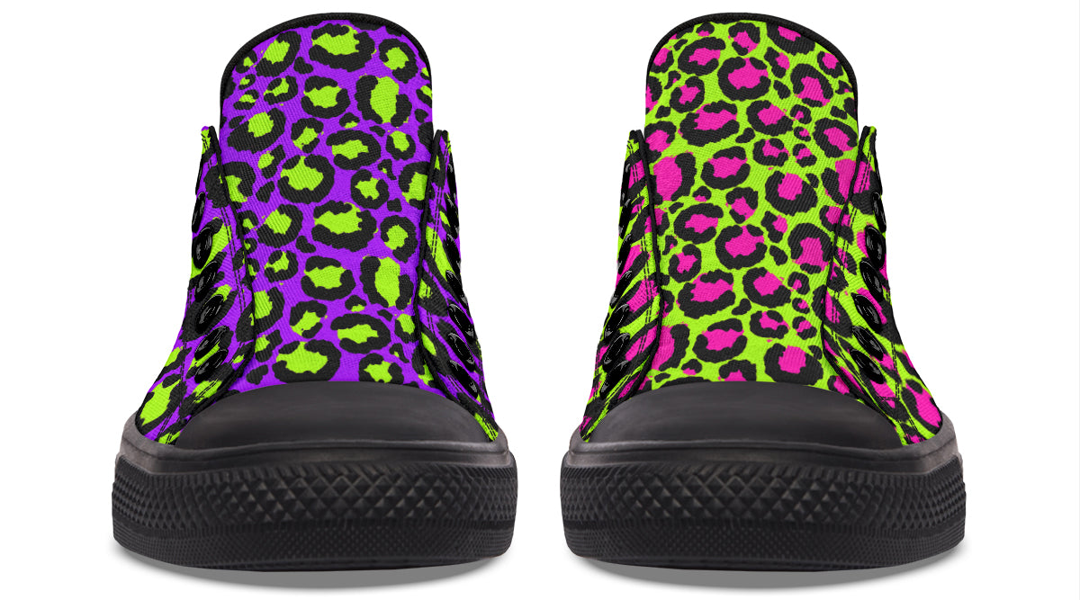 Zombie Leopard x Neon Leopard Mismatch Low Tops (Wide)