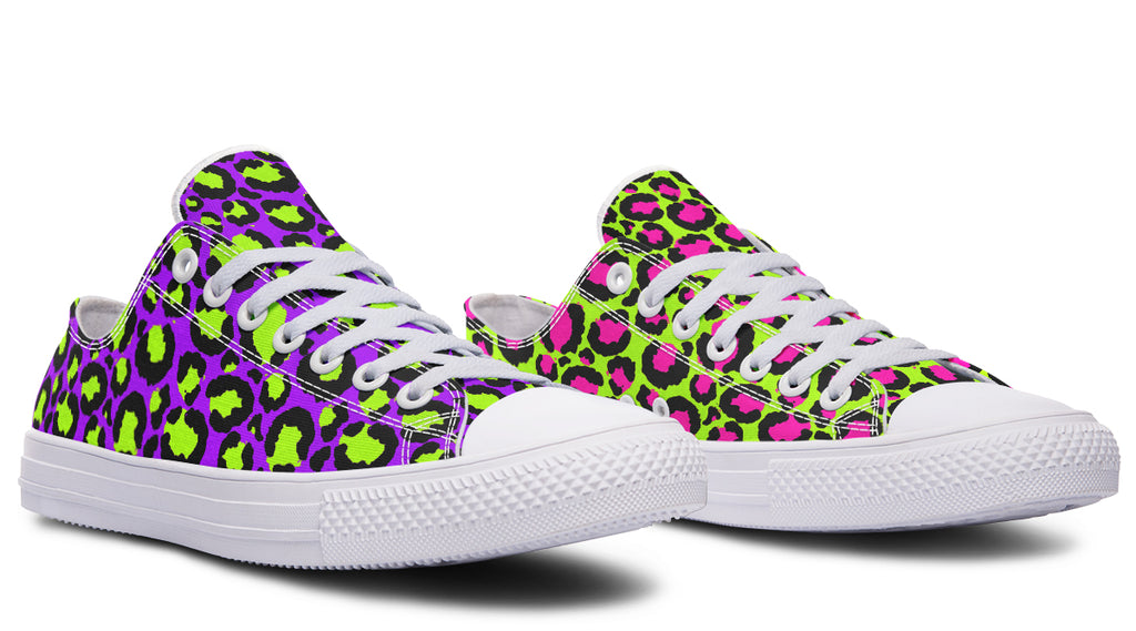 Zombie Leopard x Neon Leopard Mismatch Low Tops (Wide)
