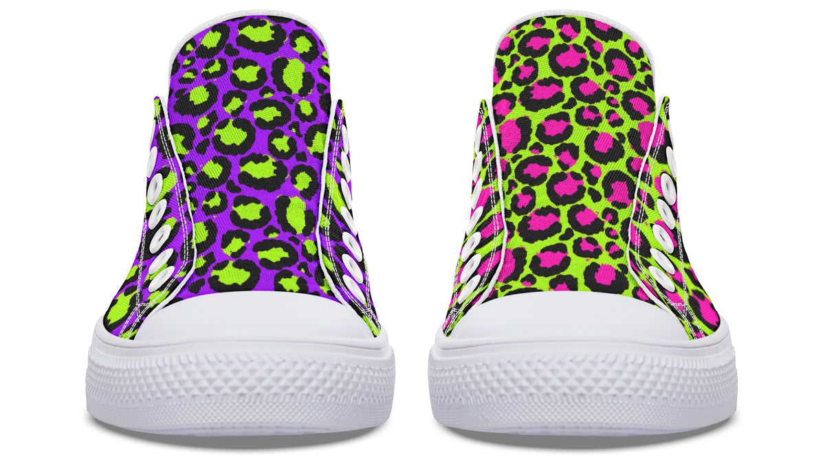 Zombie Leopard x Neon Leopard Mismatch Low Tops (Wide)