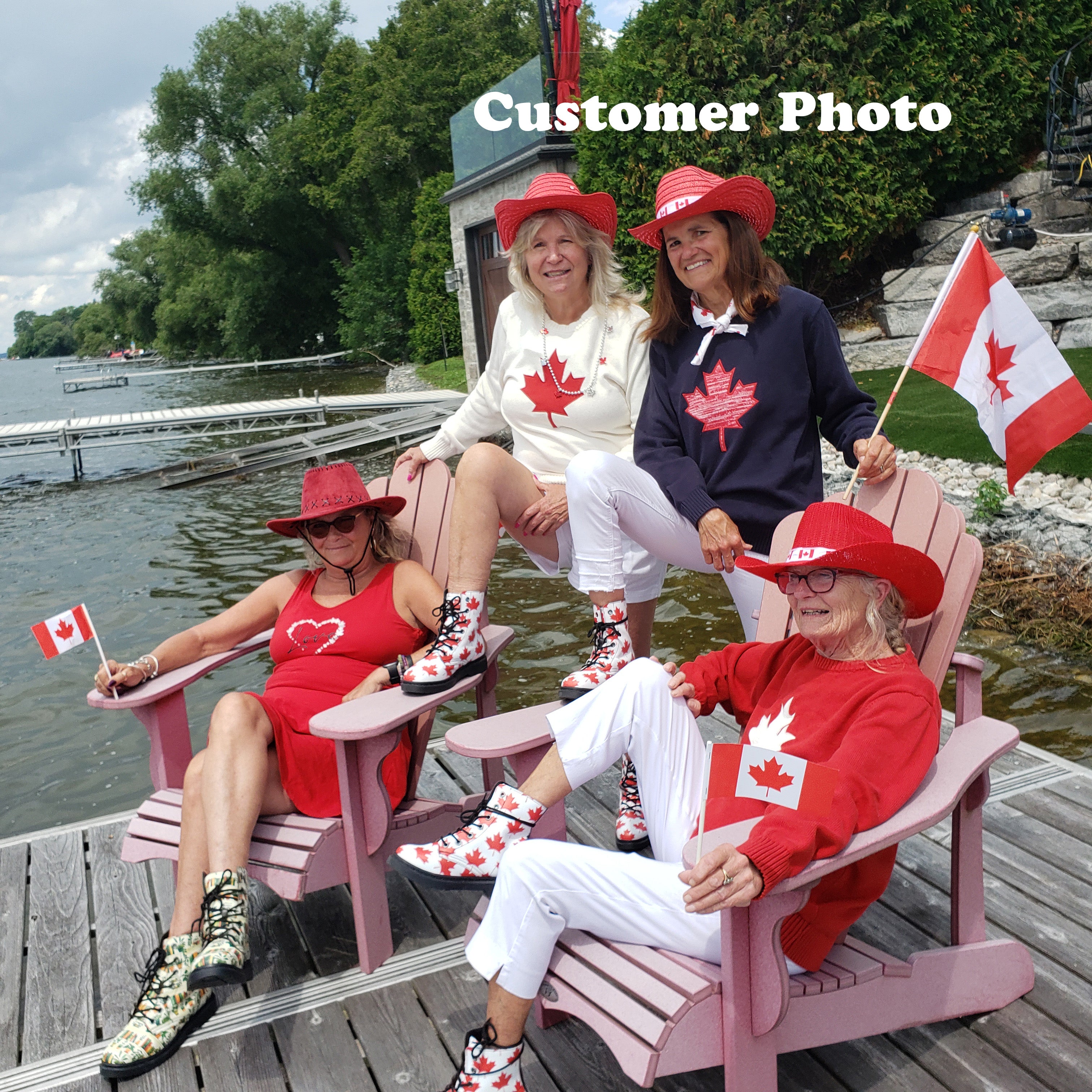 Maple Leaves White Boots