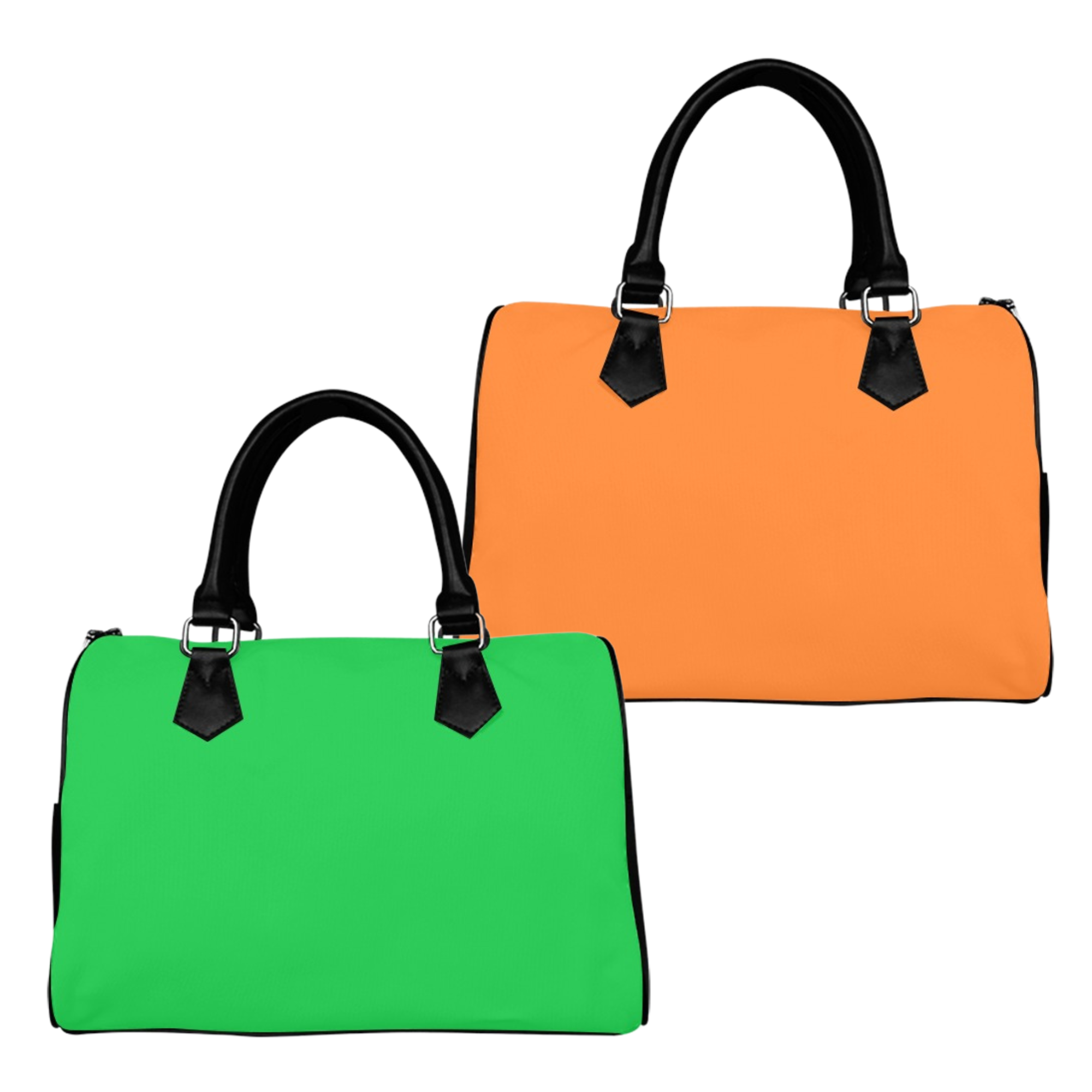 Orange and Green Mismatch Boston Handbag - Offbeat Sweetie