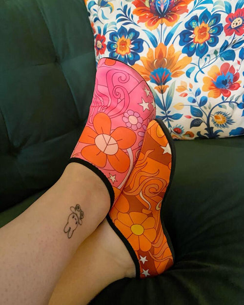 Molly's Mismatched Retro Daisies Water Shoes