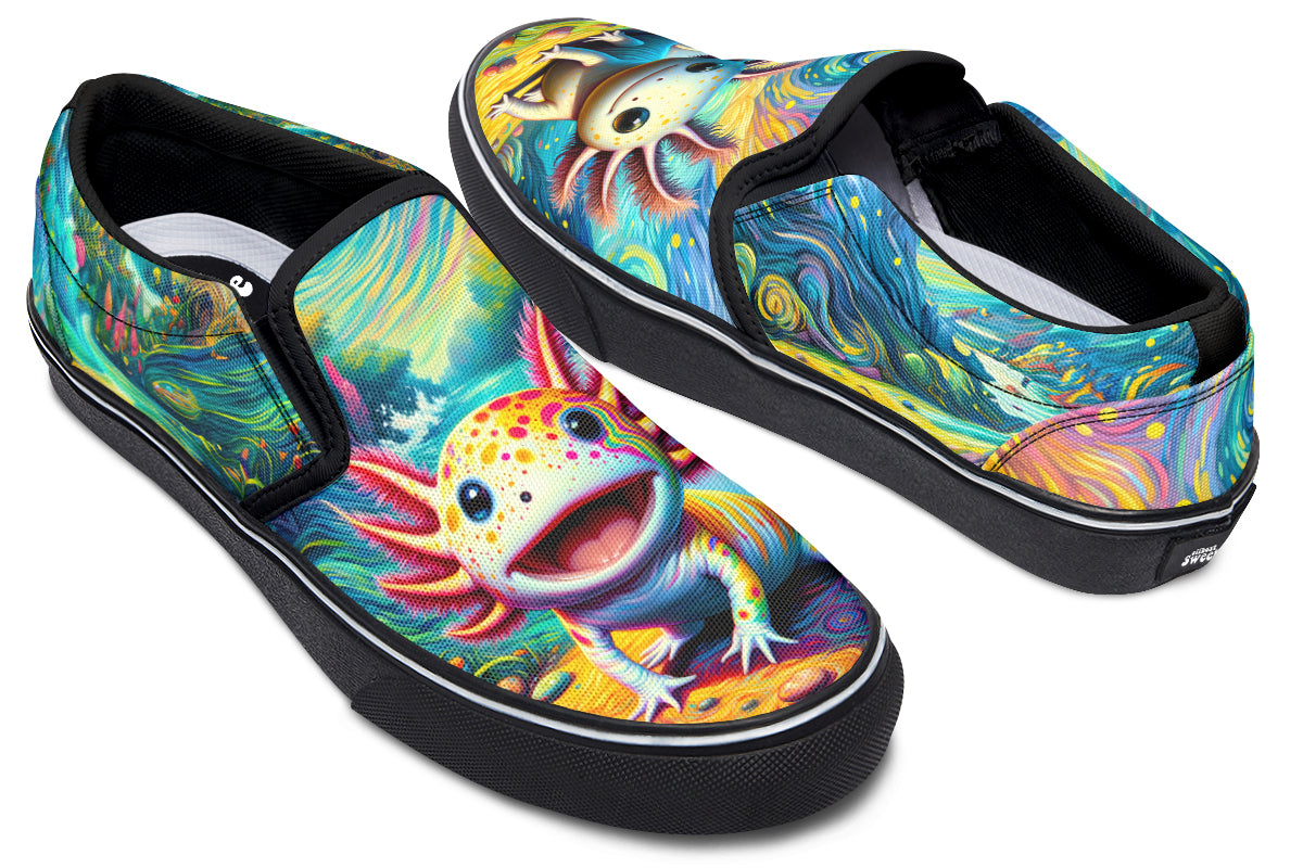 Adorable Axolotls Slip Ons - Offbeat Sweetie