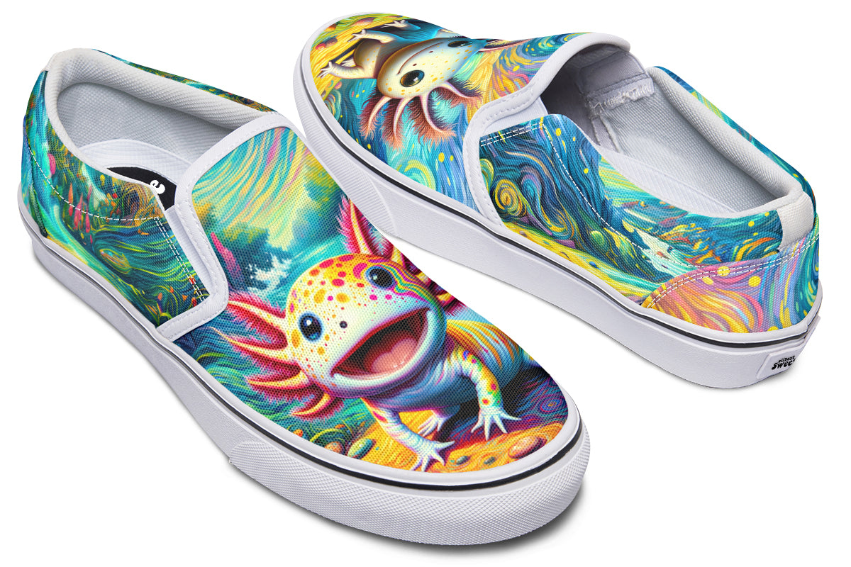 Adorable Axolotls Slip Ons - Offbeat Sweetie