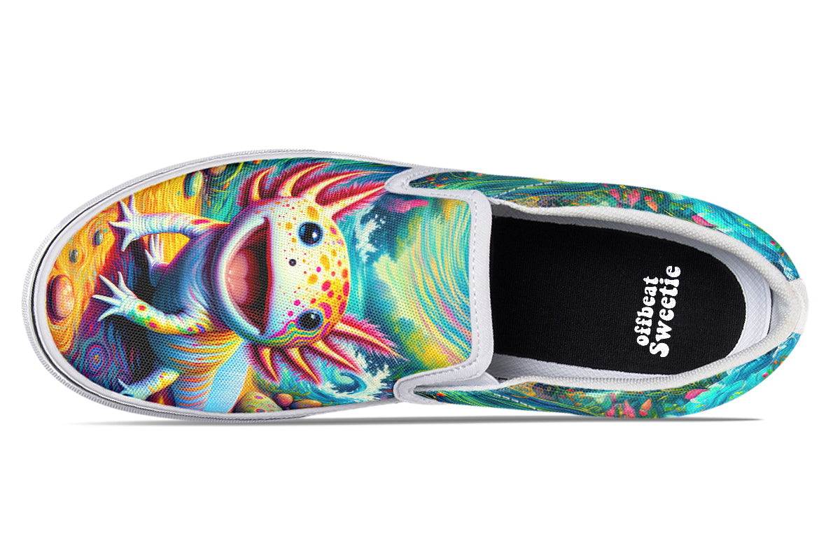 Adorable Axolotls Slip Ons - Offbeat Sweetie
