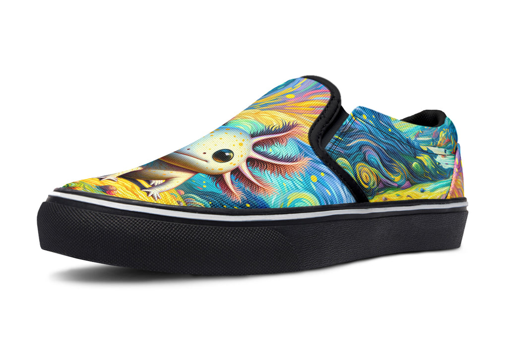 Adorable Axolotls Slip Ons - Offbeat Sweetie