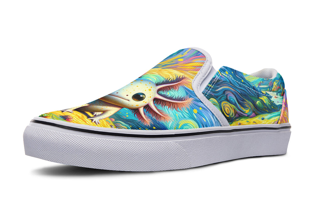 Adorable Axolotls Slip Ons - Offbeat Sweetie