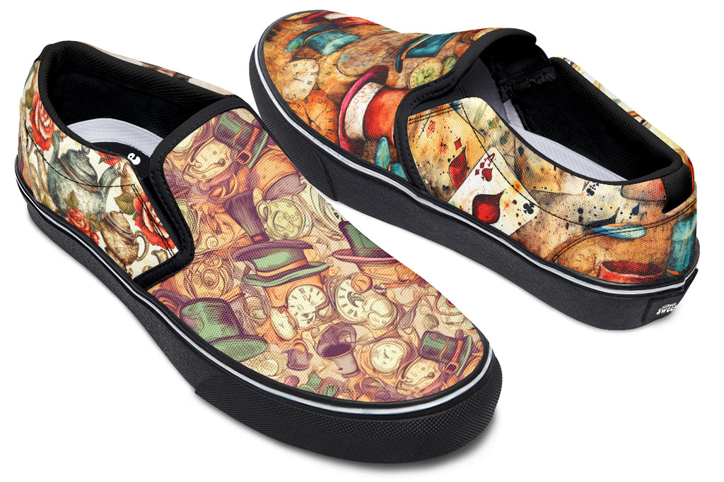 All Mad Here Slip Ons - Offbeat Sweetie