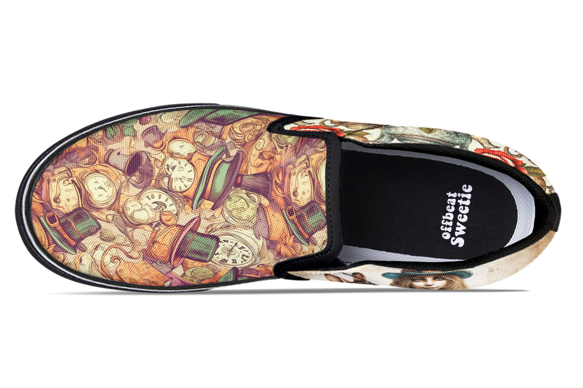 All Mad Here Slip Ons - Offbeat Sweetie