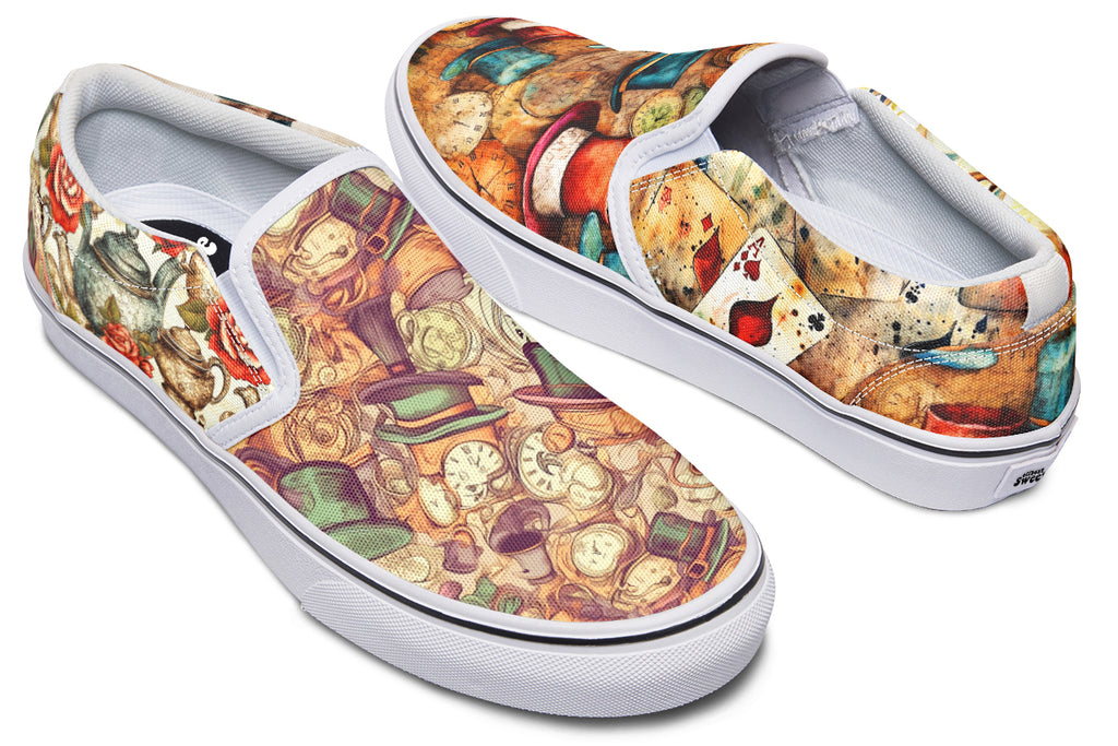 All Mad Here Slip Ons - Offbeat Sweetie