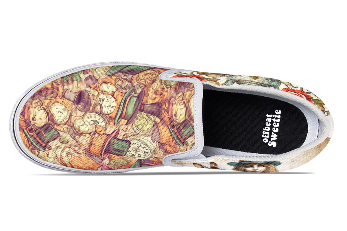 All Mad Here Slip Ons - Offbeat Sweetie