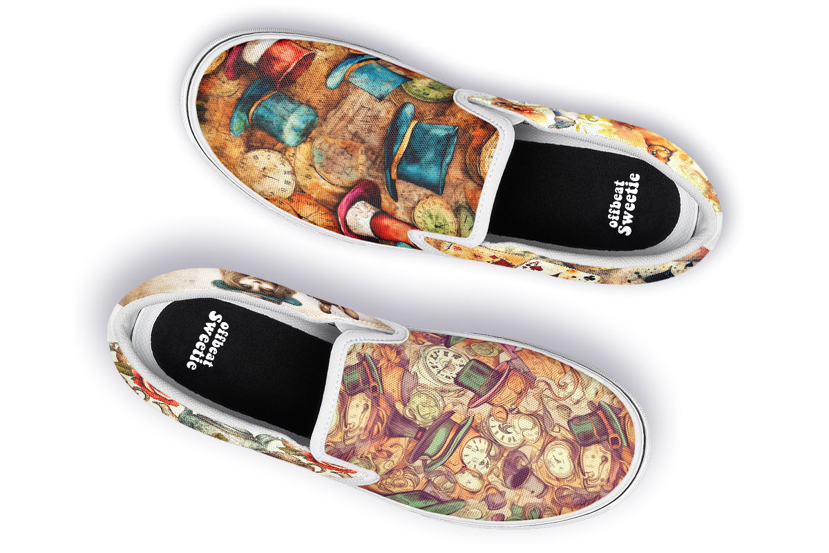 All Mad Here Slip Ons - Offbeat Sweetie