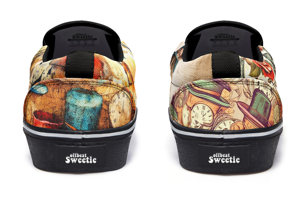 All Mad Here Slip Ons - Offbeat Sweetie