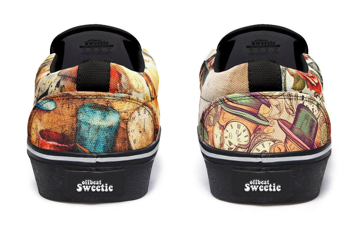 All Mad Here Slip Ons - Offbeat Sweetie