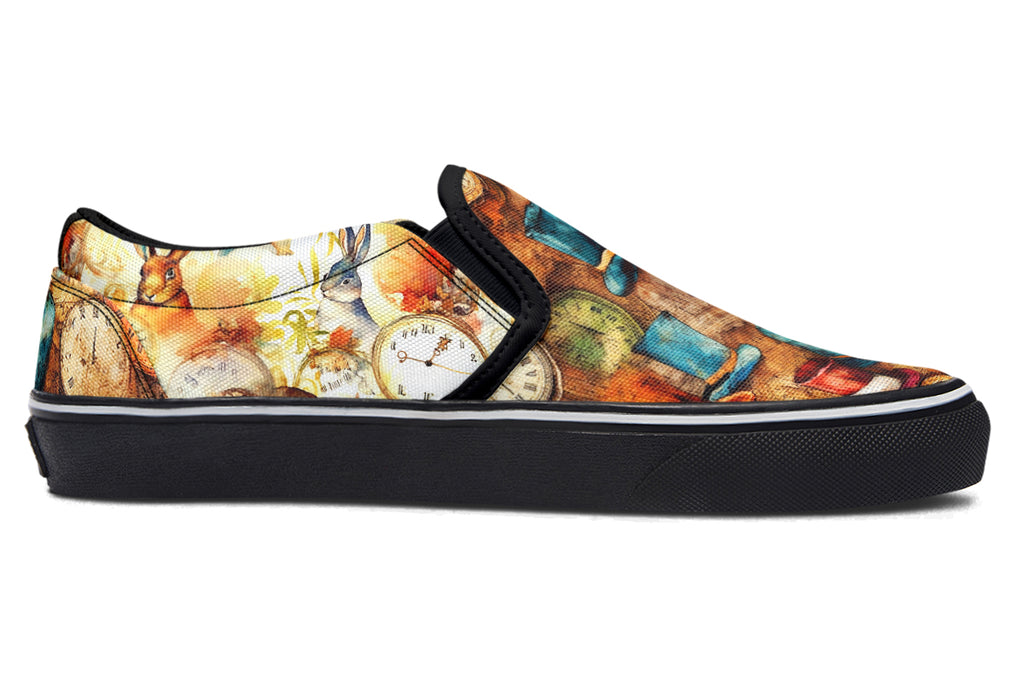 All Mad Here Slip Ons - Offbeat Sweetie