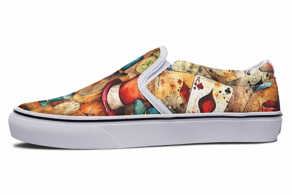 All Mad Here Slip Ons - Offbeat Sweetie