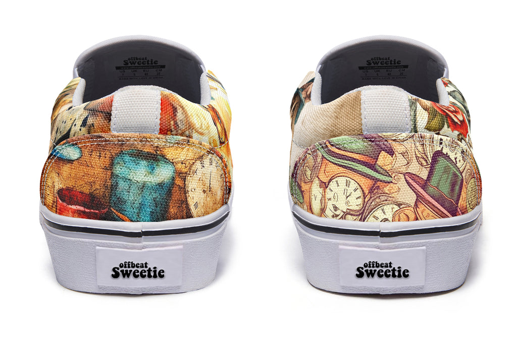All Mad Here Slip Ons - Offbeat Sweetie
