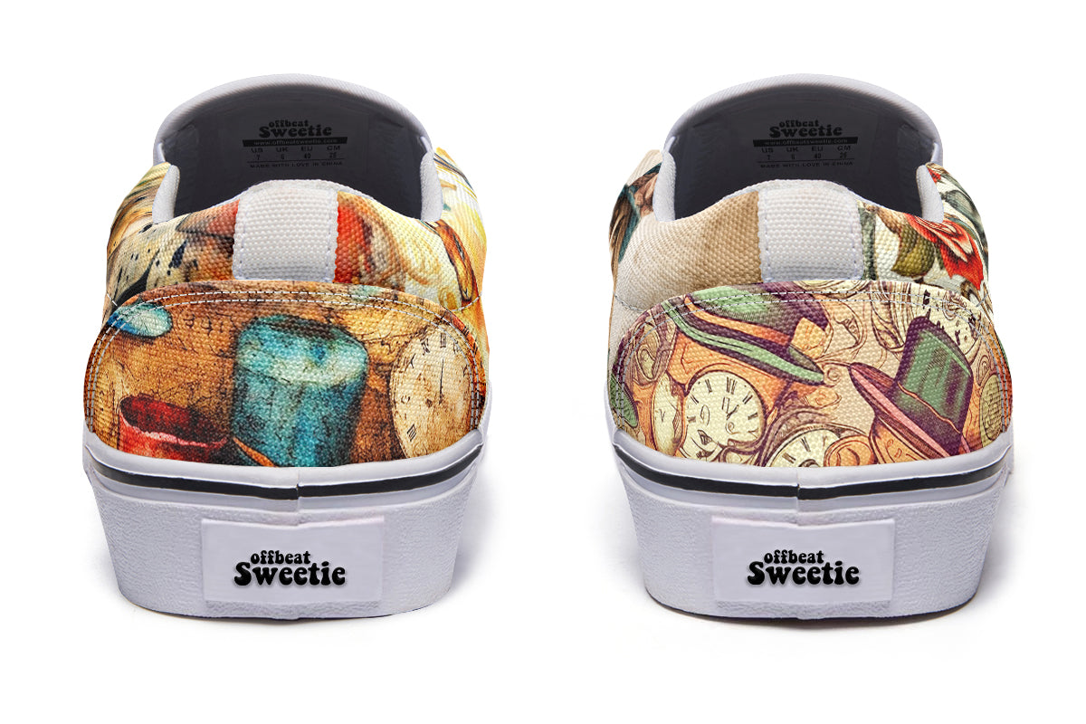 All Mad Here Slip Ons - Offbeat Sweetie