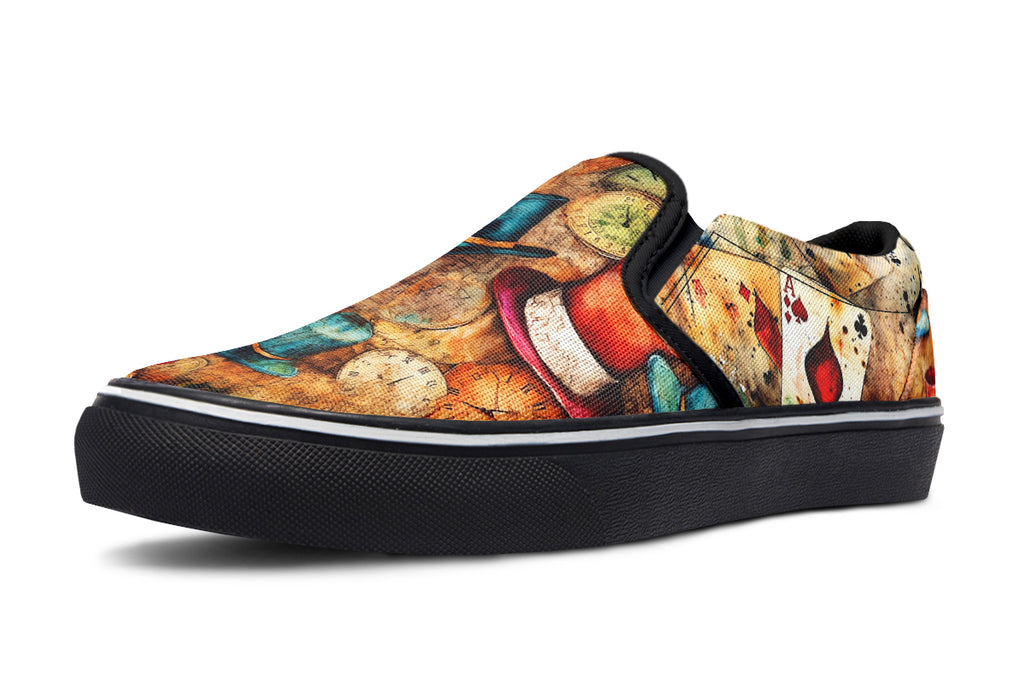 All Mad Here Slip Ons - Offbeat Sweetie