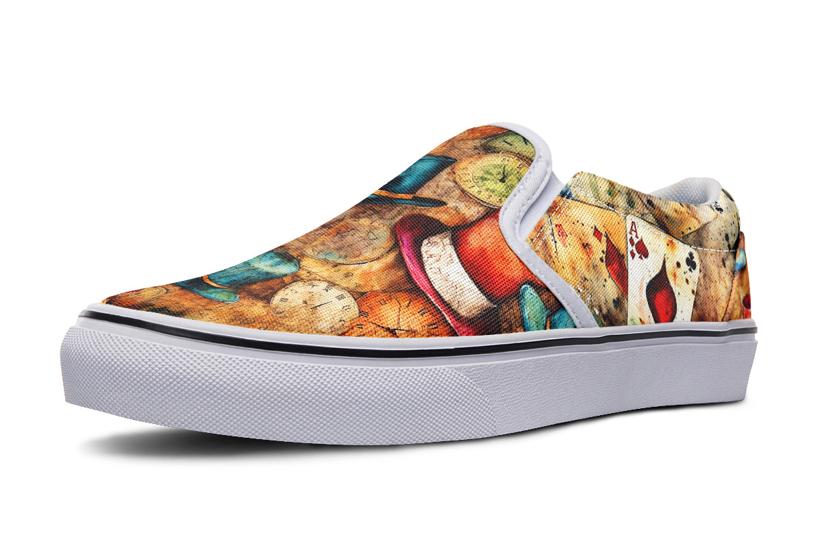 All Mad Here Slip Ons - Offbeat Sweetie