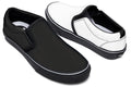 Black and White Mismatch Slip Ons