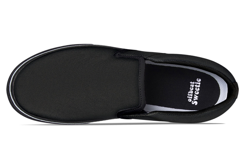 Black and White Mismatch Slip Ons