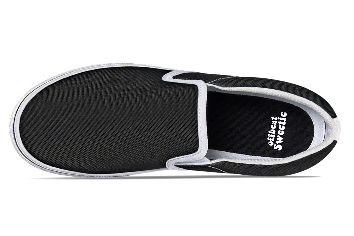 Black and White Mismatch Slip Ons