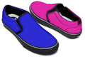 Blue And Pink Mismatch Slip Ons - Offbeat Sweetie