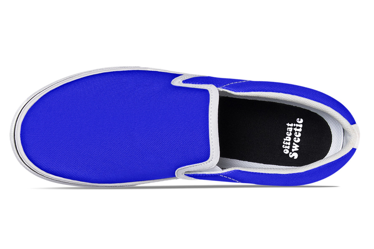 Blue and Orange Mismatch Slip Ons