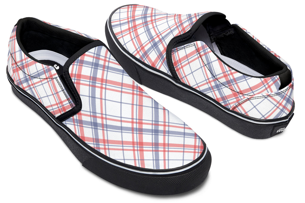Candy Stripe Plaid Slip Ons
