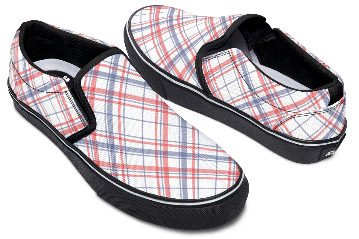 Candy Stripe Plaid Slip Ons