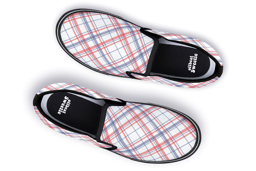 Candy Stripe Plaid Slip Ons