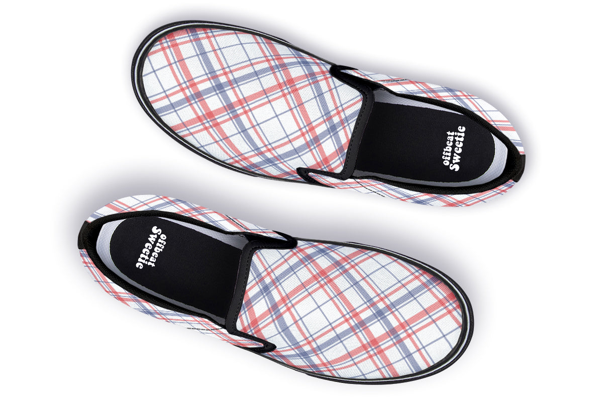 Candy Stripe Plaid Slip Ons