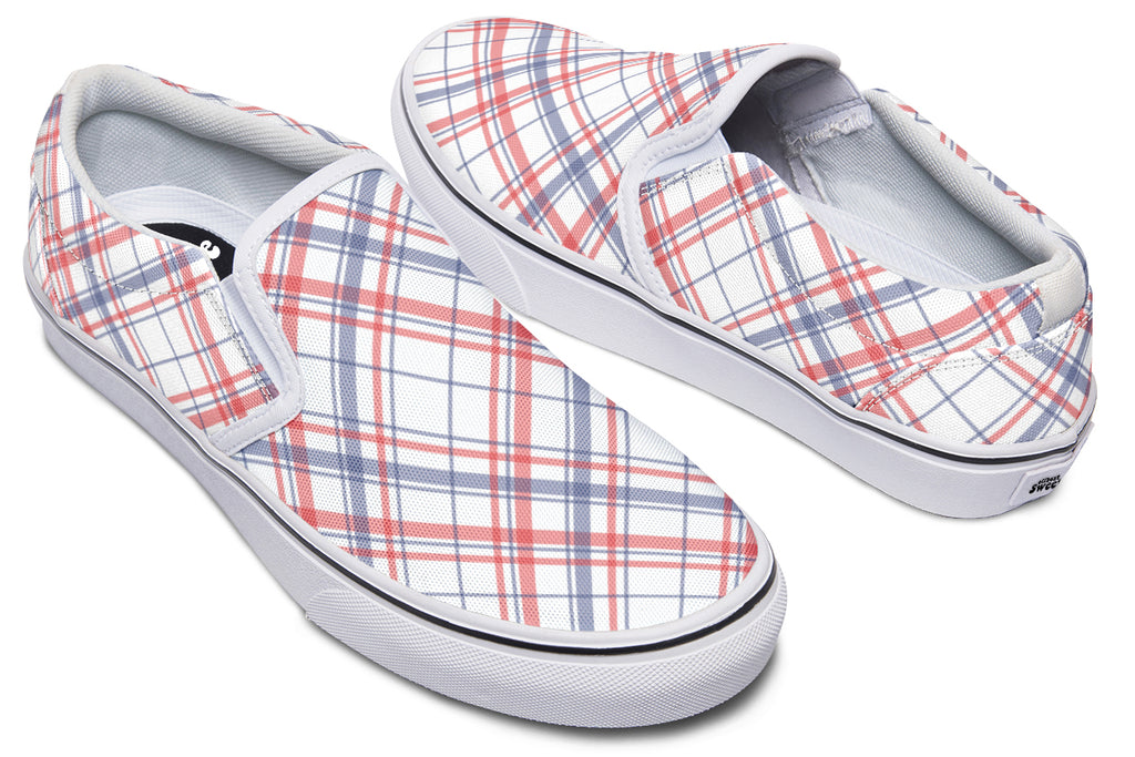 Candy Stripe Plaid Slip Ons
