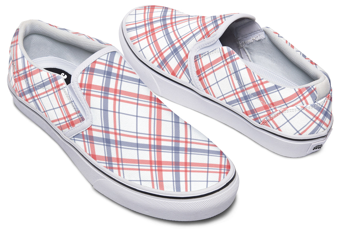 Candy Stripe Plaid Slip Ons