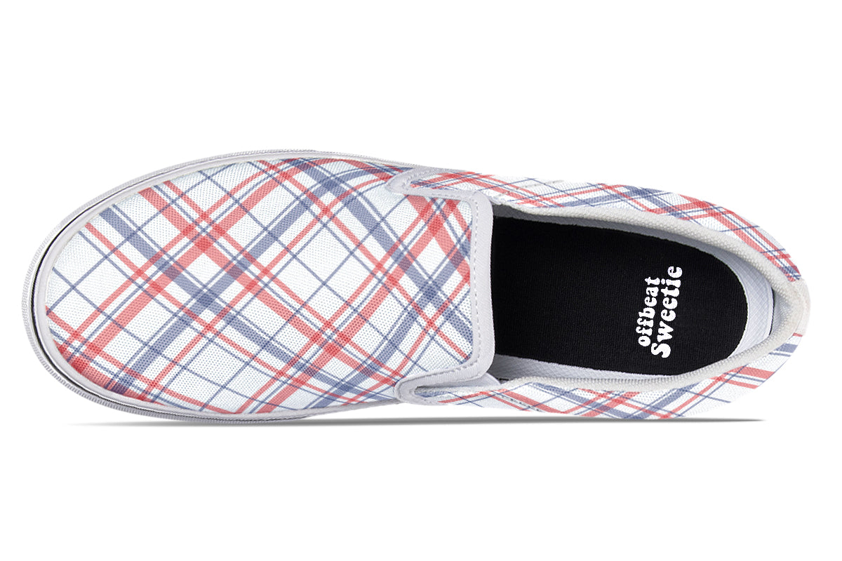 Candy Stripe Plaid Slip Ons