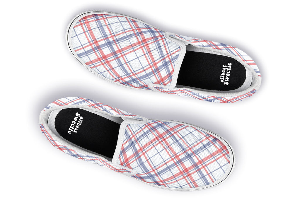 Candy Stripe Plaid Slip Ons