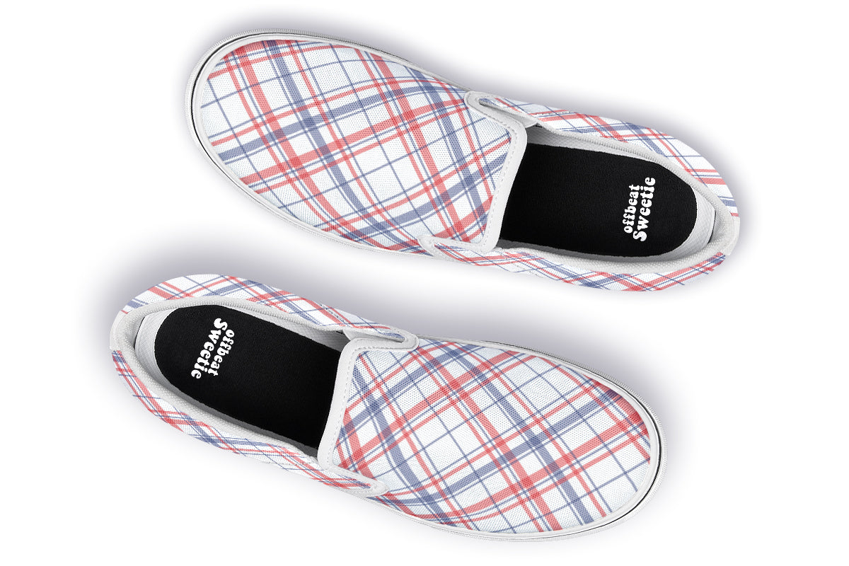 Candy Stripe Plaid Slip Ons